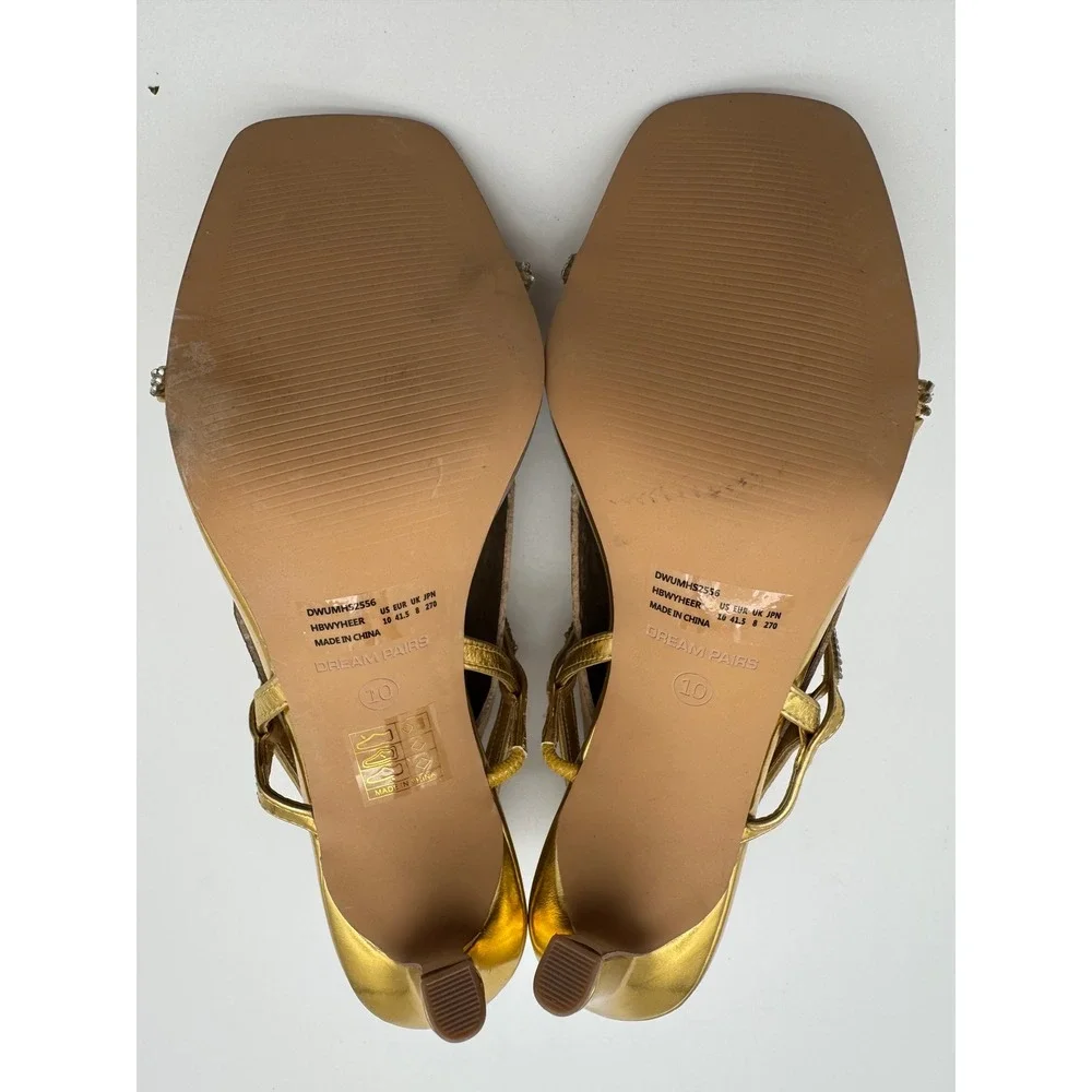 Dream‎ Pairs Heels Womens Size 10 Gold Rhinestone Strappy Dress Sandals
